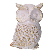 Búho de resina blanca 14x14h19 cm