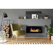 Chimenea de bioetanol o construida -en negro livorno l 90 x p 12 x h 40 con vidrio