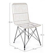 Silla de estilo moderno en acero y kubu Blanco LUCILA 45x55x h85 cm