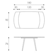 Mesa extensible con tapa de cristal templado blanco 120/180x90h cm