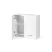 Mueble de pared para escurreplatos Fresno Blanco Cm 80x32xH 72 con 2 puertas
