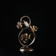 Lámpara de sobremesa de hierro marrón con adornos dorados, una luz 21x h30 cm