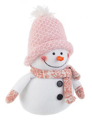 Figura de muñeco de nieve Manley rosa de 30 cm de altura