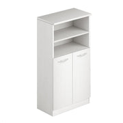 Zapatero multiusos blanco en melamina madera 2 puertas y 4 compartimentos (2 internos y 2 abiertos) h130x71x38