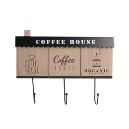 Percha de madera negra 3 plazas cm31x23x2,5