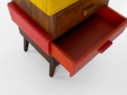 Cajonera moderna en madera marrón y multicolor cm 57 x 45 xh 110