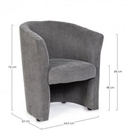 Sillón en madera y tela Antracita BELICE 64,5x63x h76 cm