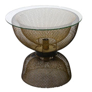 Mesa redonda de metal negro con lámpara cmø51h45