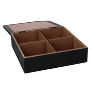 Caja de té de madera negra cuadrada cm20x20h6