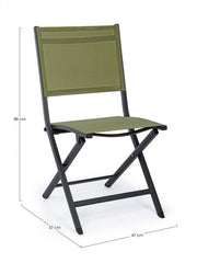 Silla de exterior en aluminio Antracita Verde ELIN 47x57x h88 cm