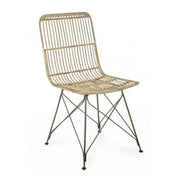 Silla de estilo moderno en acero y kubu natural LUCILA 45x55x h85 cm