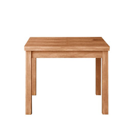 Mesa de comedor country de nogal con apertura tipo libro en madera revestida de melamina 90x90-180 cm