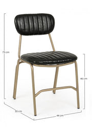 Addy silla retro moderna con estructura de acero de polipiel negra