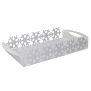 Bandeja rectangular de metal blanco copo de nieve cm41x20h6,5