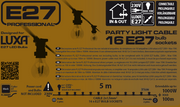 PL E27 16 Cadena Portalámparas 5m
 luces de Navidad