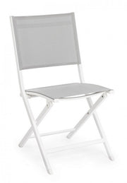Silla de exterior en aluminio Blanco Gris ELIN 47x57x h88 cm