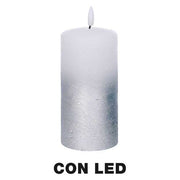 Vela de parafina led plata cm ø7,5h15