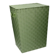 Cesta rectangular de poliéster forrado verde claro cm40x30h53