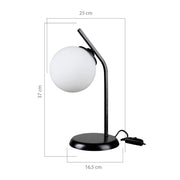 Lámpara de mesa Toren de metal negro y pantalla esfera de cristal ASZ1675