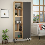 Librería Jedda roble con puerta antracita 80,6 x 29,6 x 191 cm