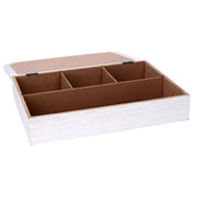 Caja de té de madera blanca rectangular cm20x6x29