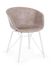 Warhol silla vintage de piel sintética blanco beige 59 x 54,5 x 80 cm