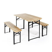 Conjunto de jardín con mesa y dos bancos en madera y acero Verdelook