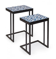 Conjunto de 2 mesas de centro NEAPOLIS en acero con tapa de mdf decorada con estampado 62.5h 56h cm