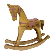 Caballo balancín de madera rosa y marrón cm26,5x6,5h22