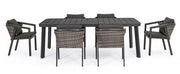 Conjunto mesa cordova antracita + 6 sillas