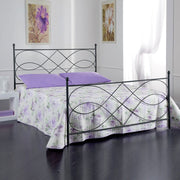 Cama doble de hierro forjado con reposapiés MARGHERITA Antracita 170x202x h122 cm