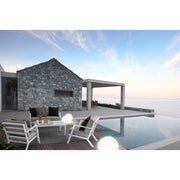 Conjunto exterior 4 piezas Harley lounge con cojines blancos