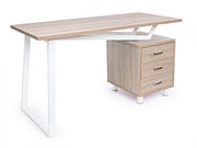 Escritorio de madera blanca con cajonera Armande cm 140 x60 x 76 h