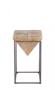 Taburete de acero con asiento en madera de abeto PRISMY 25,5x25,5x h46 cm