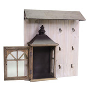 Percha de madera con farol marrón cm 65 x 55,5 xh 15,5