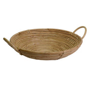 Cesta de junco natural con asas redondas cmø30xh7x30