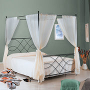 Cama doble de hierro con dosel SOSPIRO Negro 166x208x h210cm