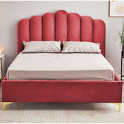 Cama Matrimonial con Almacenamiento Artu Rojo Cabecera Tallada 160x190 cm