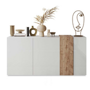 Mueble bajo con 3 puertas blanco brillante roble Kadiz L.181 x A.86 x P.44 cm