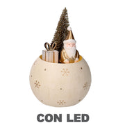 Papá Noel de metal dentro de bola dorada cm ø11h17