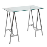 Alchimia Escritorio moderno cromado con tapa de cristal 140x70x76h cm