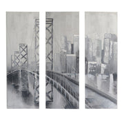 Cuadro pintado set 3 piezas puente cm40x120x3