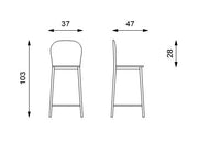 4x Taburete polipropileno gris oscuro-metal 47 cm x 37 cm A. 103 cm