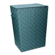 Cesta rectangular poliéster verde agua forrada cm40x30h53