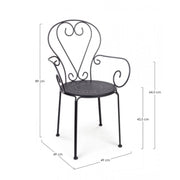 Silla de jardín con reposabrazos en acero antracita ETIENNE 49x49x h89 cm
