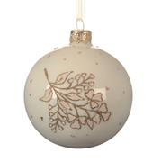 Bola de Navidad blanco leche con flor Ø8 cm