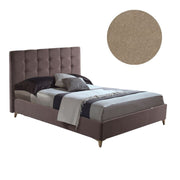 Cama doble con almacenaje Clup Monaco de tela gris tórtola