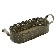 Bandeja ovalada de metal gris tórtola cm39x14h6/6.5