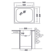 Fregadero de cocina encastrable de 1 cubeta en acero inoxidable satinado 40x50 cm (N20535)