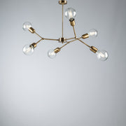Araña de luces de hierro bronceado cepillado seis luces 71x h64 cm